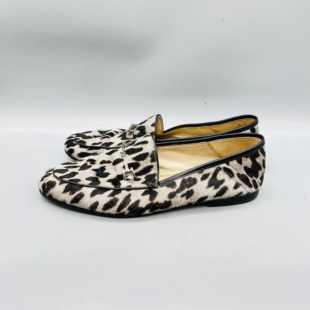 Sam Edelman Shoes Women 10 Gray Leopard Calf Hair Loraine Loafer Flats Slip On